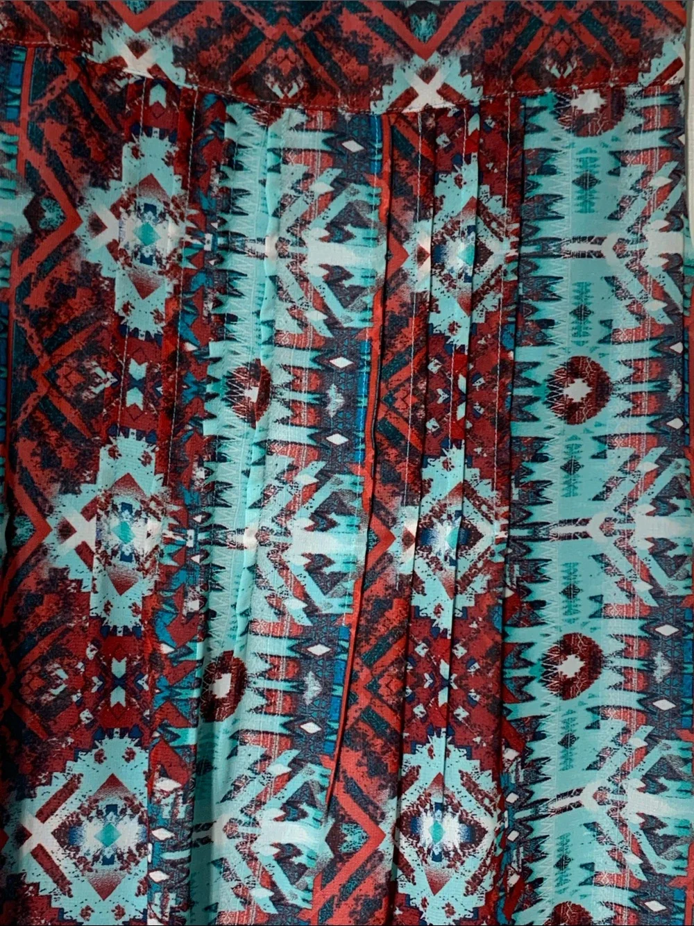 Rabbit Rabbit Rabbit Turquoise and Red Aztec Asymmetrical Sleeveless Dress - Picture 7 of 7